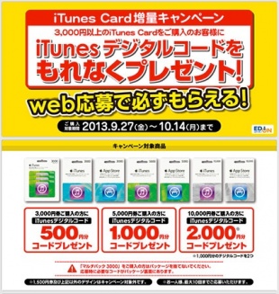 iTunes Card増量キャンペーン