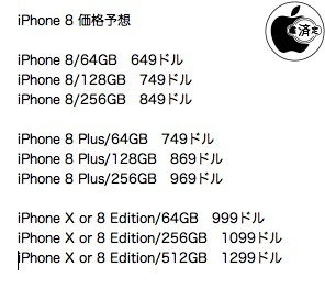iPhone 8 価格予想