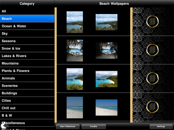 スライドショー機能付きipad用壁紙アプリ Iwallpapers Hd Incl Slideshow Function Over 500 Images を試す Ipad App Store Macお宝鑑定団 Blog 羅針盤