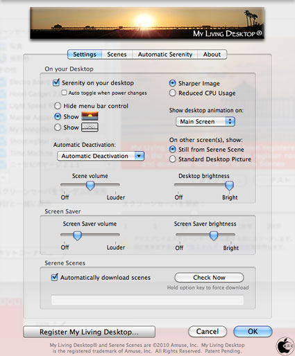 デスクトップに 風景動画を表示する my living desktop を試す