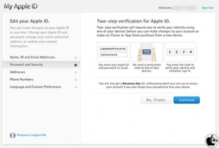 Two-step verification for Apple ID