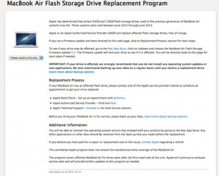MacBook Air フラッシュストレージドライブ交換プログラム