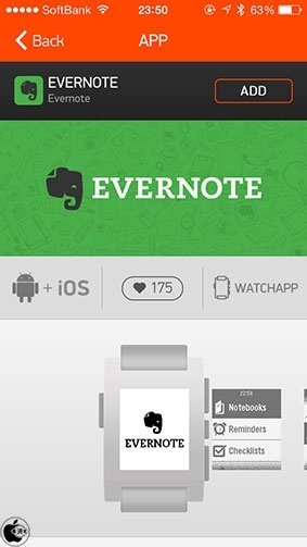 Evernote for Pebble
