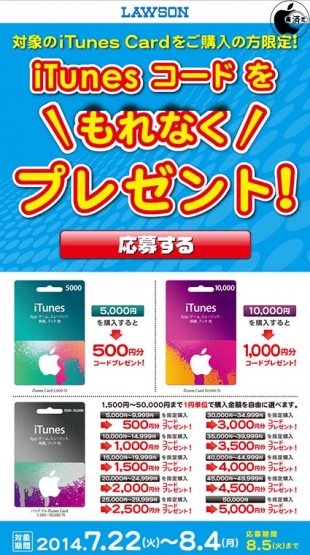 iTunes コードをもれなくプレゼント！