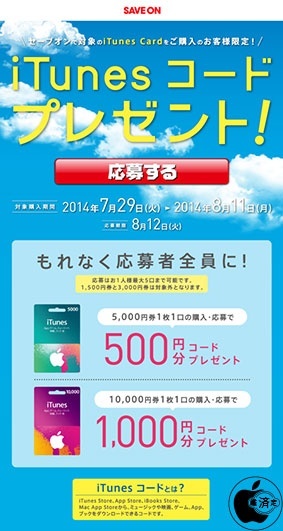 iTunes コードプレゼント
