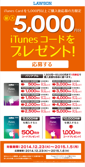 iTunes コードをもれなくプレゼント!