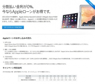 Apple Loan ０％分割払いキャンペーン