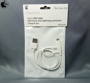 cheero 2in1 Cable with micro USB and Lightning connector – 60cm