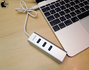 Anker USB-C to 3ポート USB 3.0 ハブ ギガビットEthernetアダプタ付属