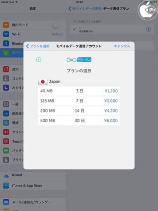 GigSkyデータープラン