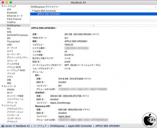 MacBook Air (11-inch, Early 2015) APPLE SSD AP0256H