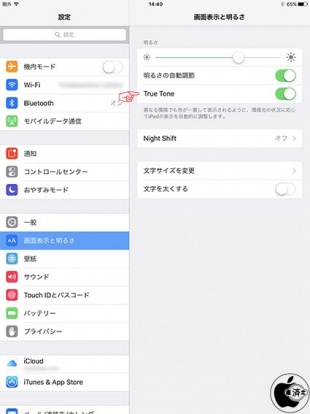 True Toneディスプレイ