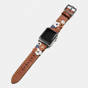 apple watch tea rose applique leather strap