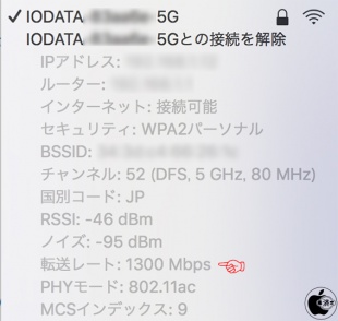 IEEE802.11ac 転送レート