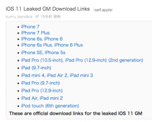 iOS 11 Leaked GM Download Links