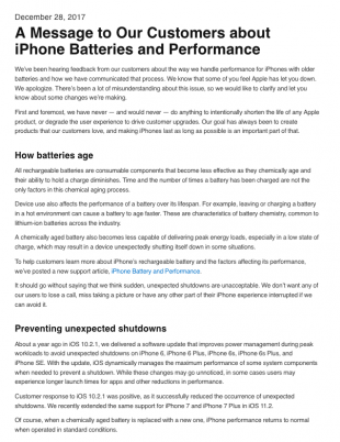 iPhoneのバッテリーとパフォーマンスについて、 お客様にお伝えしたいこと