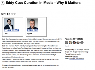 SXSW2018：Eddy Cue: Curation in Media - Why It Matters