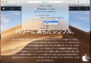 Safari 12:ポップアップウィンドウ
