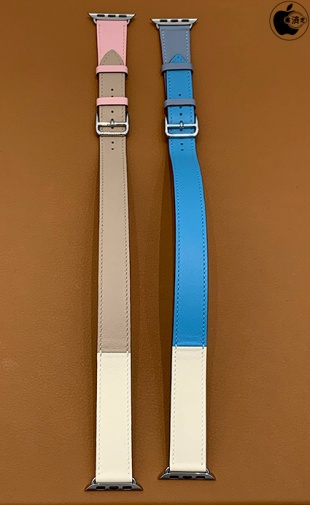 Apple Watch Hermès用ヴォー・スウィフトドゥブルトゥールレザーストラップ