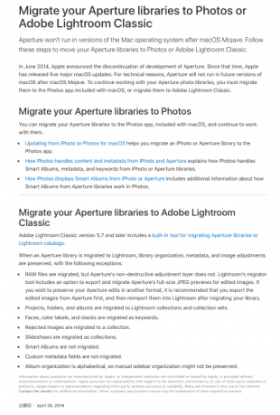 Migrate your Aperture libraries to Photos or Adobe Lightroom Classic