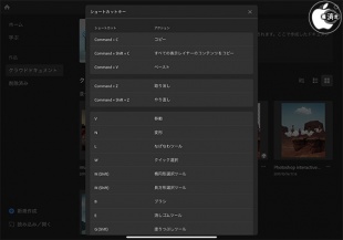 Photoshop for iPad:ショートカットキー