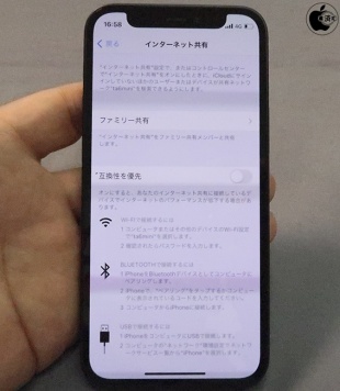 iPhone 12 mini:インターネット共有
