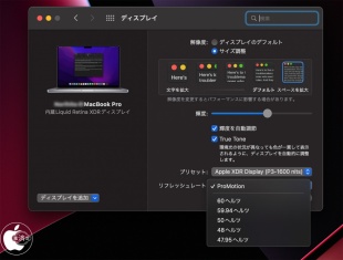 MacBook Pro (14-inch, 2021):リフレッシュレート