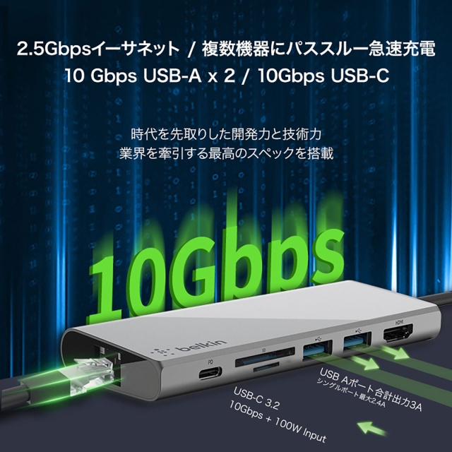 Belkin Connect 7-in-1 USB-C マルチメディアハブ（第2世代）