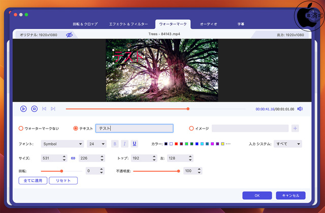 Aiseesoft Mac 動画変換 究極：ウォーターマーク