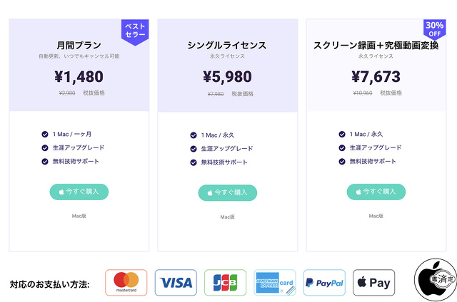 VideoSolo スクリーン録画 for Mac：ライセンス購入