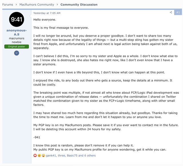 MacRumors Forums：Farewell Message