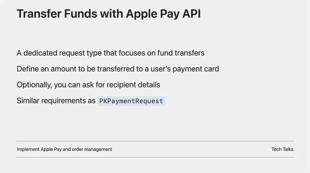 Transfer Funds with Apple Pay API