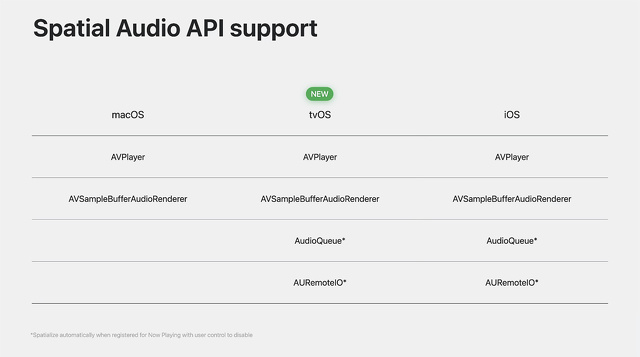 Spatial Audio API support