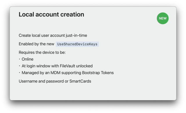 Local account creation