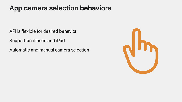 App camera selection behaviors