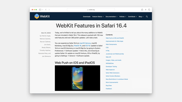 WebKit Features in Safari 16.4