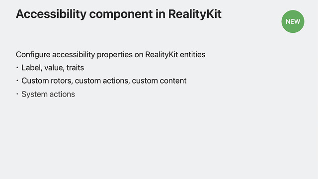 Accessibility component in RealityKit