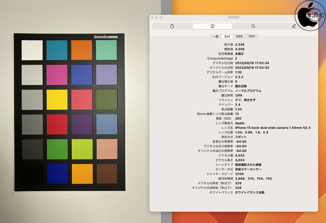 iPhone 15の背面超広角カメラ
