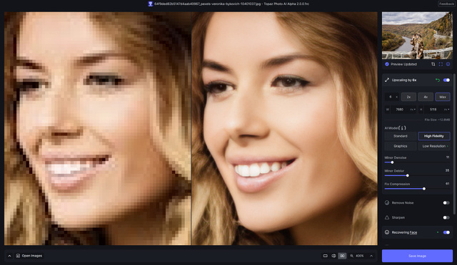 低解像度の顔を復元