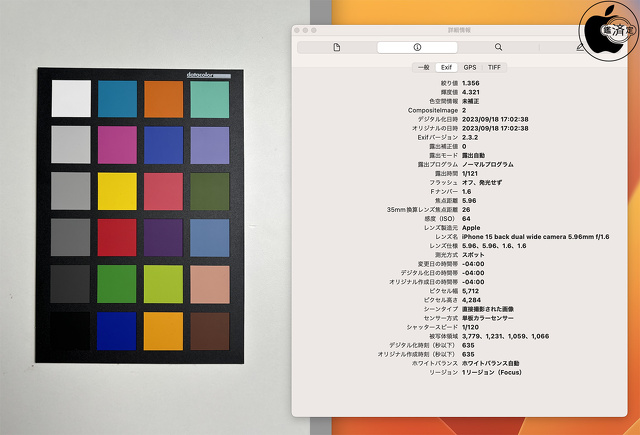 iPhone 15の背面メインカメラ