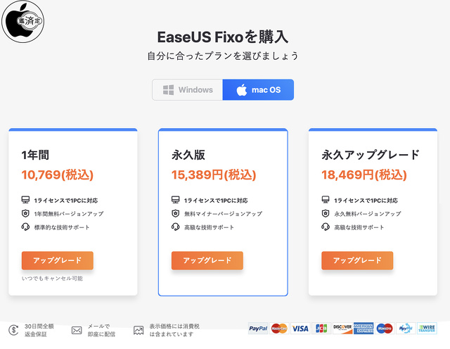 EaseUS Fixo for Mac利用料金
