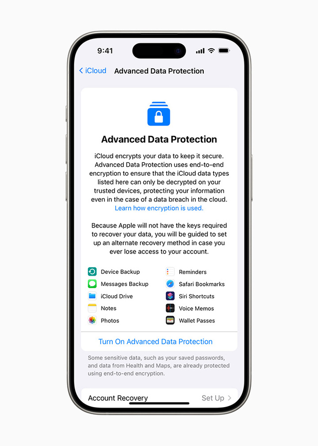 iCloud の高度なデータ保護