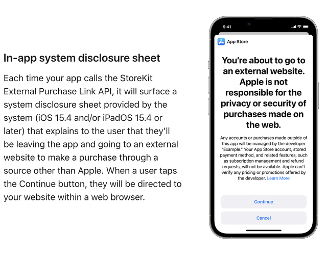 Distributing apps in the U.S. that provide an external purchase link