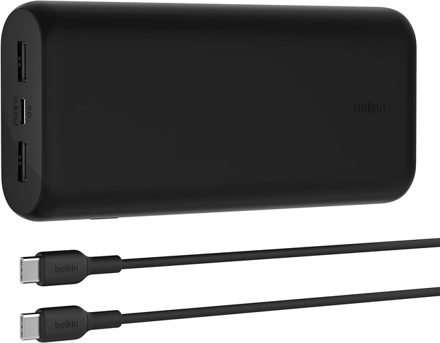 Belkin BoostCharge 3 ポート コンパクト パワー バンク 20K (PD 20W 付き)