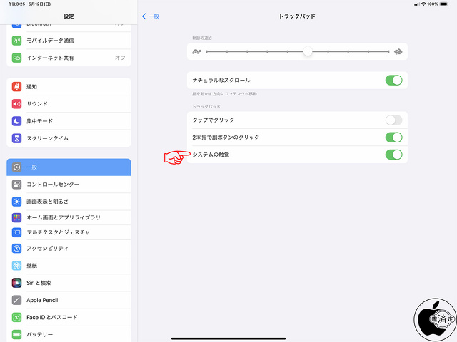 Magic Keyboardのトラックパッド設定