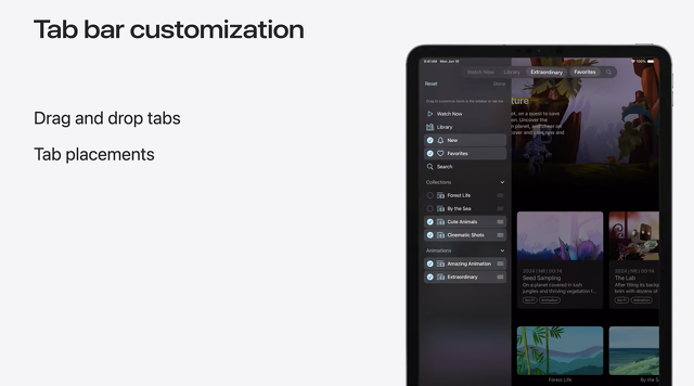 Tab bar customization