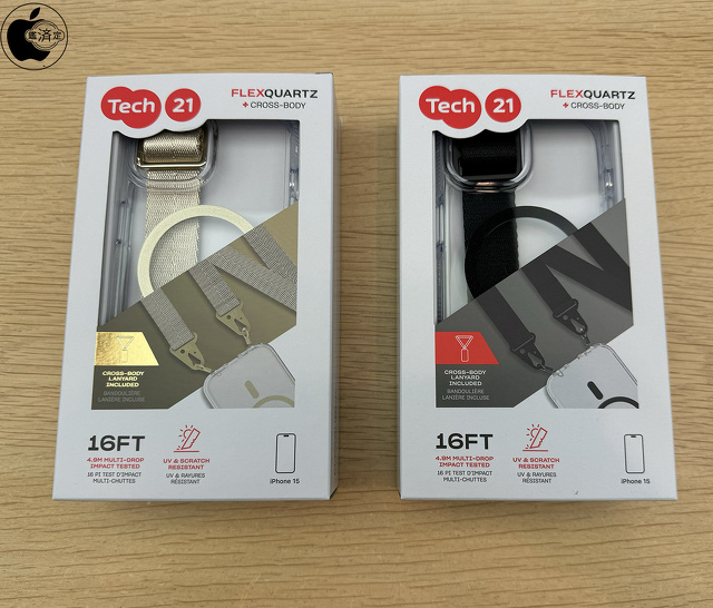 Tech21 FlexQuartz for iPhone 15（MagSafe対応）- クロスボディストラップ付き
