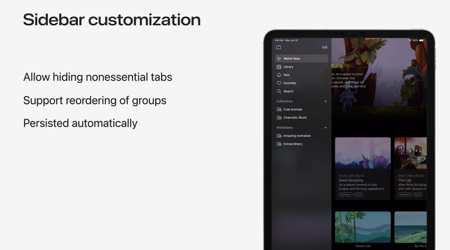 Sidebar customization