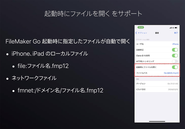 起動時にファイルを開くをサポート