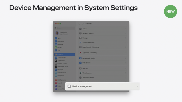Device Management in System Settings